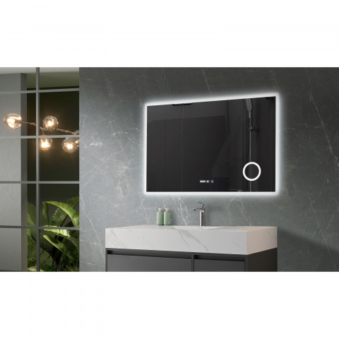 Oglina de baie Atlantis, iluminare led 3 culori, 120 x 80 cm, functie dezaburire, intrerupator touch si ceas Belform [2]