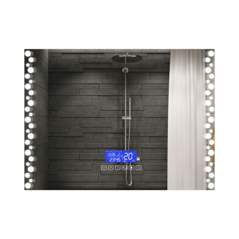Oglinzi cu iluminare led si functii speciale - Oglina de baie Atlantis, iluminare led 3 culori, 60 x 80 cm, functie dezaburire, intrerupator touch si ceas Belform
