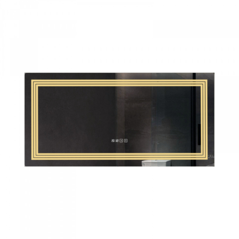Oglinzi cu iluminare led si functii speciale - Oglina de baie Cronos, iluminare led 3 culori, 120 x 60 cm, functie dezaburire, intrerupator touch si ceas Belform