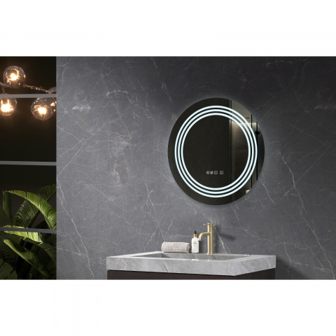 Oglina de baie Cronos, iluminare led 3 culori, 60 x 60 cm, functie dezaburire, intrerupator touch si ceas Belform [2]