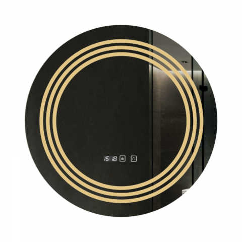 Oglinzi cu iluminare led si functii speciale - Oglina de baie Cronos, iluminare led 3 culori, 60 x 60 cm, functie dezaburire, intrerupator touch si ceas Belform