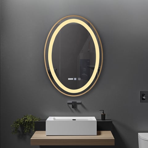 Oglina de baie Fortuna, iluminare led 3 culori, 50 x 70 cm, functie dezaburire, intrerupator touch si ceas Belform [3]