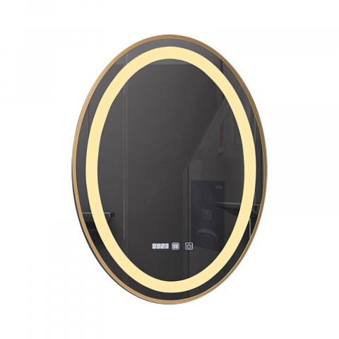 Oglinzi cu iluminare led si functii speciale - Oglina de baie Fortuna, iluminare led 3 culori, 50 x 70 cm, functie dezaburire, intrerupator touch si ceas Belform