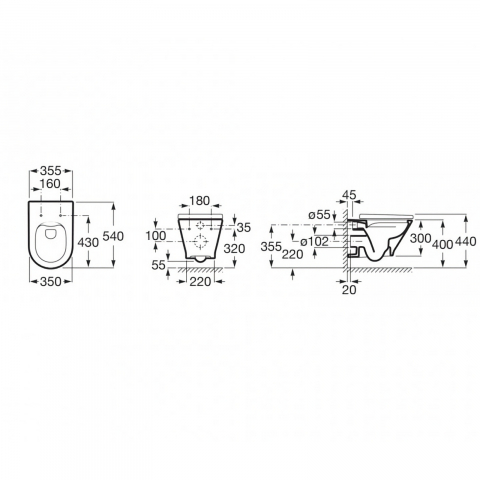 Pachet 5 bucati WC The Gap Round Rimless prinderi complet ascunse Roca [5]