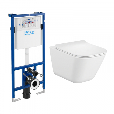 Pachete avantajoase toalete si bideuri - Pachet 5 bucati WC The Gap Square Rimless prinderi complet ascunse Roca
