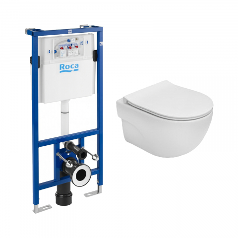 Pachete avantajoase toalete si bideuri - Pachet 5 bucati WC Meridian Round Rimless prinderi complet ascunse Roca