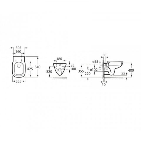 Pachet WC Debba Square suspendat Rimless Roca [4]