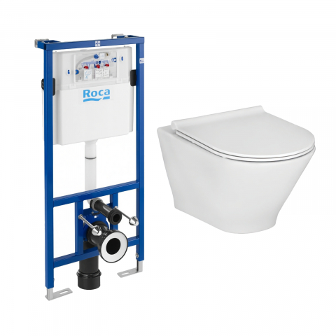 Pachete avantajoase toalete si bideuri - Pachet WC The Gap Round Rimless prinderi complet ascunse Roca
