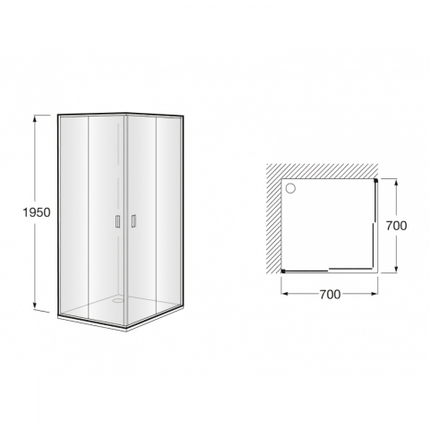 Panou de dus lateral cu 1 usa glisanta + 1 panou fix 700 x 1950 Victoria Roca [1]