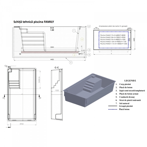Piscina VENICE constructie izolata + Sistem Complet + Camin Tehnic 600 X 270 X 120 Fibrex [1]
