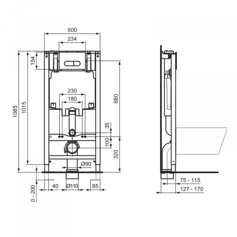 Rezervor incastrat cu clapeta Oleas M1 crom Ideal Standard [4]