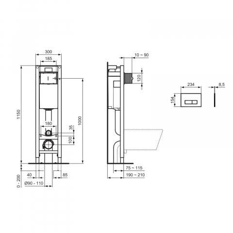 Rezervor incastrat cu clapeta Oleas M2 alb Ideal Standard [3]