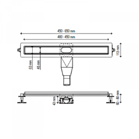 Rigola de dus 600 mm Linear auriu periat Wirquin [1]