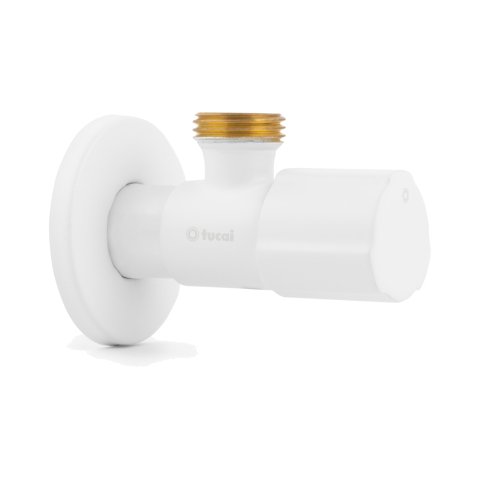 Robineti apa - Robinet coltar alb Premium 1/2" x 1/2" Tucai