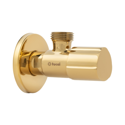 Robineti apa - Robinet coltar auriu Premium 1/2" x 1/2" Tucai