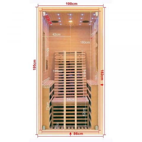 Sauna uscata cu incalzitor de carbon-magneziu, 100 x 130 x 195 cm, Carbon 1 Sanotechnik [8]