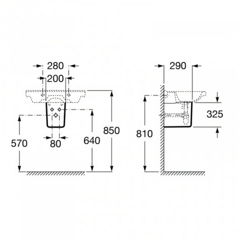 Semi-piedestal din portelan pentru lavoar Debba 200 x 290 x 325 mm Roca [1]