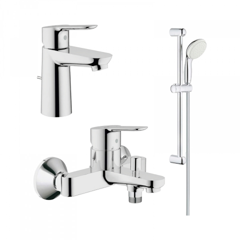 Baterii lavoar - Set baterii Bau Edge cada MONO cu bara 600 MM, lavoar, cada si set dus Tempesta 100 GROHE