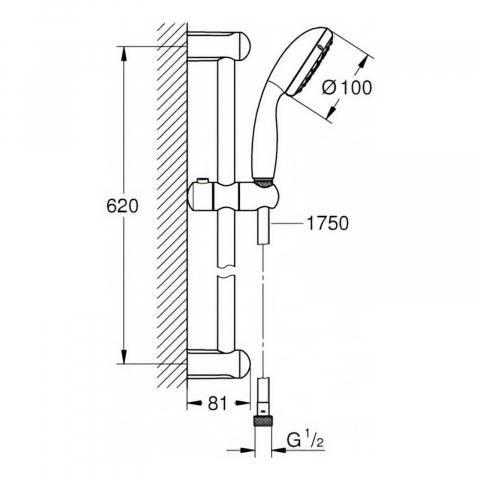 Set baterii Bau Edge New dus MONO cu bara 600 MM, lavoar, dus si set de dus Tempesta 100 Grohe [3]