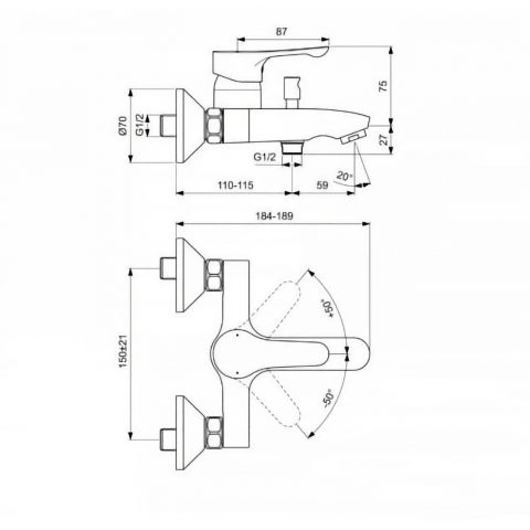 Set cada cu bara ALPHA promo 3 in 1 (BC486AA, BC654AA si B1489AA) Ideal Standard [3]