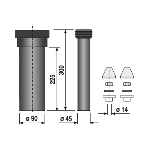 Set conectare vas WC suspendat, 300 mm, DN 90 Sanit Roca [1]