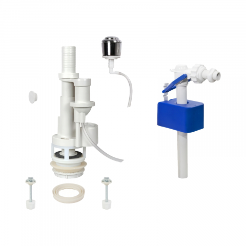 Mecanisme rezervoare si clapete de actionare - Set mecanism WC pneumatic Buton unic si flotor lateral