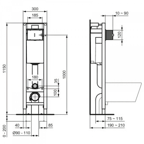 Set rezervor incastrat ProSys Eco M cu cadru metalic si clapeta Oleas M2 Crom Lucios Ideal Standard [4]