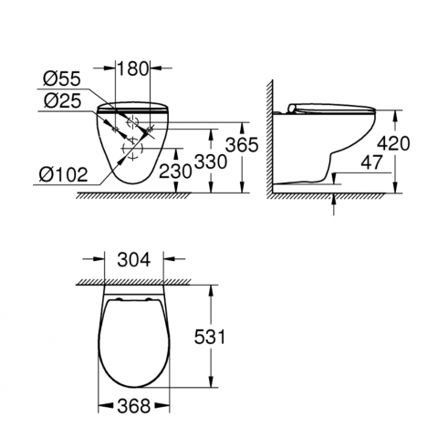 Set vas wc suspendat Grohe Bau Ceramic Rimless 53x37 cm cu capac inchidere lenta [1]