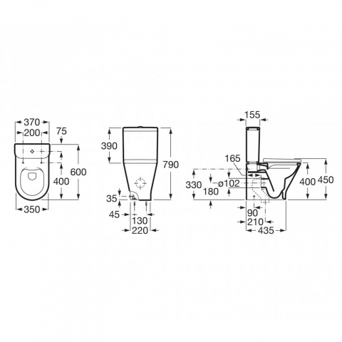 Set vas WC stativ compact Rimless The Gap Roca [6]