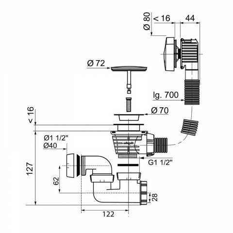 Coloana de cada neagra buton si dop ABS WIRQUIN [2]