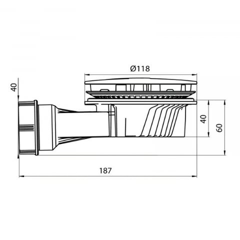 Sifon cadita dus Slim Plus, membrana antimiros alb mat WIRQUIN [2]