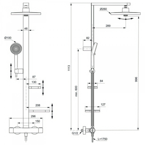 Sistem de dus cu baterie dus termostatata Ceratherm Alu+ Negru Ideal Standard [4]