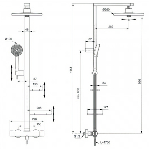 Sistem de dus cu baterie dus termostatata Ceratherm Alu+ Rose Ideal Standard [4]