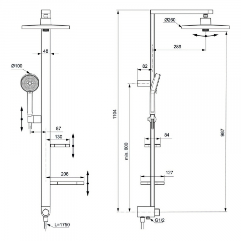 Sistem de dus cu divertor Ceraflow Alu+ Rose Ideal Standard [6]