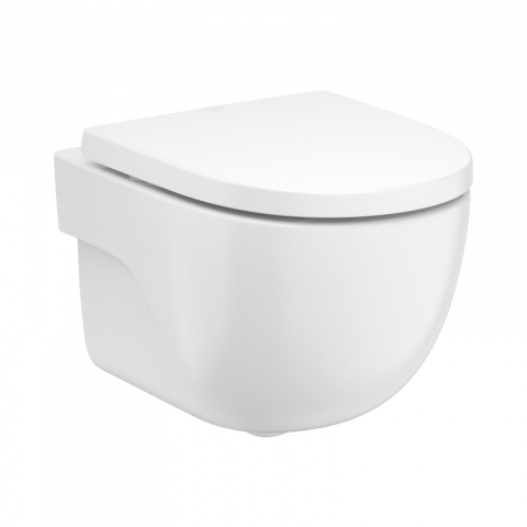 Vase WC - Vas WC compact, suspendat, Rimles, evacuare orizontala Meridian Roca