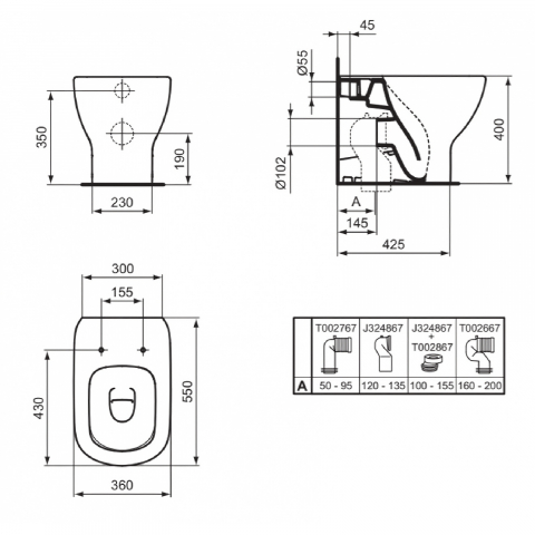 Vas WC pe pardoseala TESI AquaBlade pentru rezervor ingropat Ideal Standard [4]