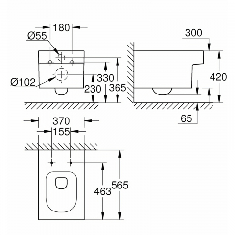 Vas WC Grohe Cube Ceramic, suspendat, Rimless, TripleVortex, PureGuard alb [2]