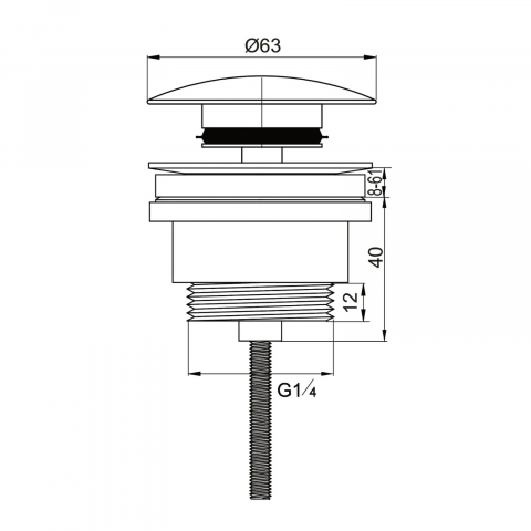 Ventil click-clack pentru lavoar, fara preaplin, alb mat WIRQUIN [3]