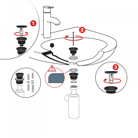 Ventil click-clack pentru lavoar, fara preaplin, alb mat WIRQUIN [5]