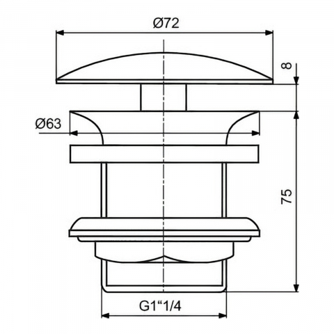 Ventil lavoar simplu G1.1/4" negru mat simplu push-open Ideal Standard [2]