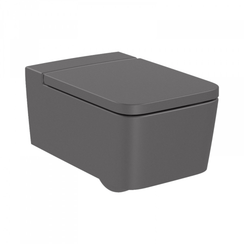Vase WC - Vas WC Rimless, suspendat, din portelan, cu evacuare orizontala Inspira Roca