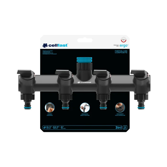 Distribuitor cu 4 căi Cellfast ERGO™ pentru robinete 3/4" și 1" [2]