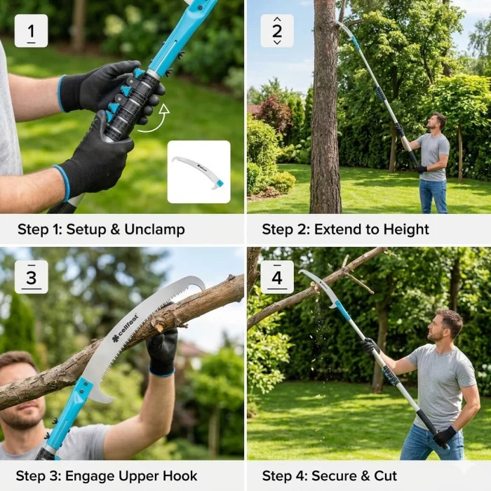 Fierăstrău telescopic Cellfast CELLPRO cu tijă reglabilă până la 5,5 m [3]