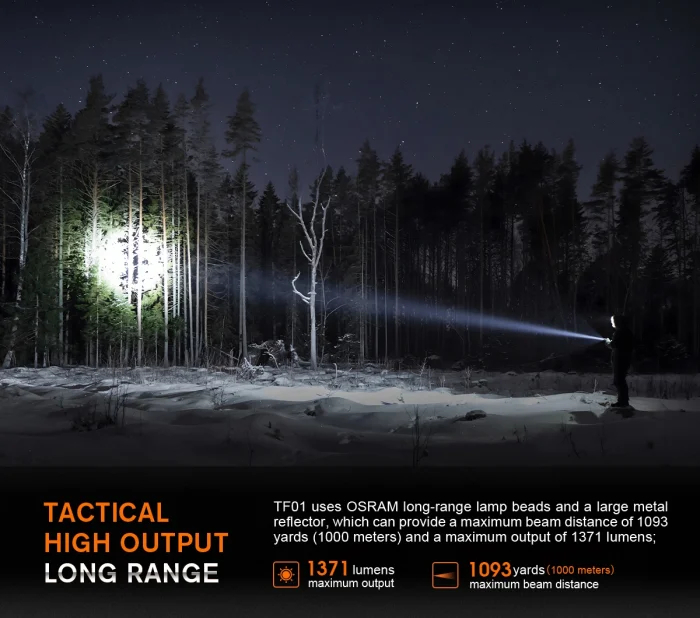 Lanternă tactică Superfire Godfire TF01, 1371 lumeni, acumulator 4800 mAh [8]