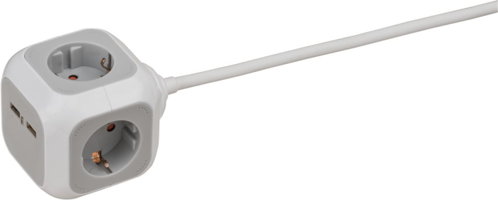 Prelungitor Brennenstuhl forma de cub cu prize si USB, 1.4m [2]