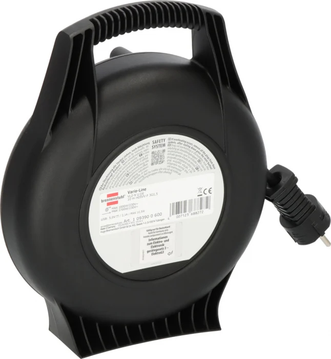 Prelungitor cu tambur Brennenstuhl Vario Line, 10 m, 3 prize și 2 USB [4]