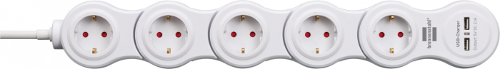 Prelungitor reglabil Brennenstuhl 5 prize si 2 USB-uri, 1,4m, Comutator de siguranta [6]