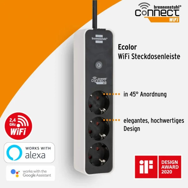 Prelungitor inteligent Brennenstuhl Connect Ecolor cu trei prize și Wi-Fi [6]