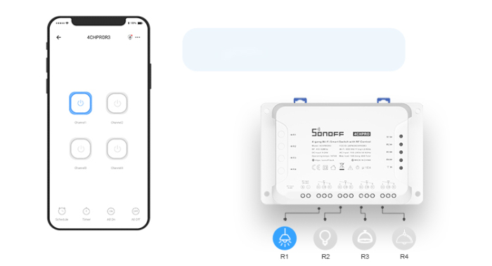 Releu Smart Wireless Sonoff , 4 canale, Alexa Google Home [3]