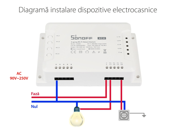 Releu Smart Wireless Sonoff , 4 canale, Alexa Google Home [8]
